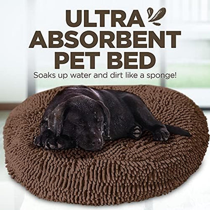 Soggy Doggy Super Snoozer round Dog Bed, Dark Chocolate, Medium 24"X24"X6"