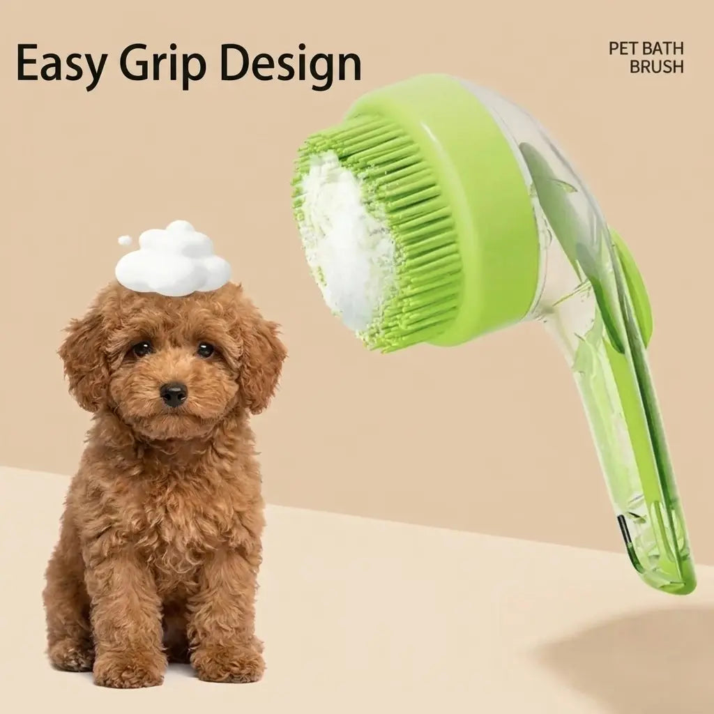 Transform Bath Time with the 2026 Universal 2-In-1 Pet Bath & Grooming Brush – Built-In Soap Dispenser for Effortless Cleaning and Gentle Massaging!