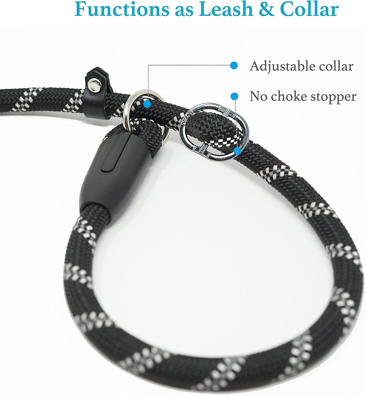 Durable Slip Lead Dog Leash, 1/2" X 6 FT, Black
