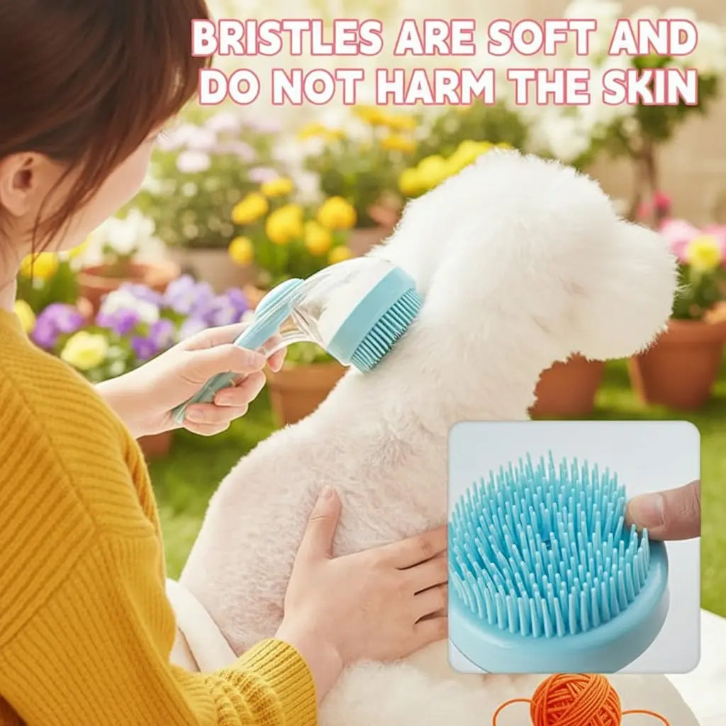 Transform Bath Time with the 2026 Universal 2-In-1 Pet Bath & Grooming Brush – Built-In Soap Dispenser for Effortless Cleaning and Gentle Massaging!